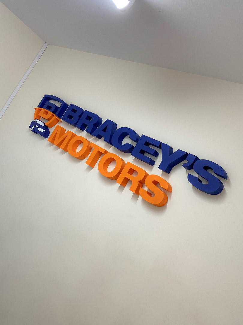 Another great example of the 3D logo. Showcase your company creative as a wall mounted sign